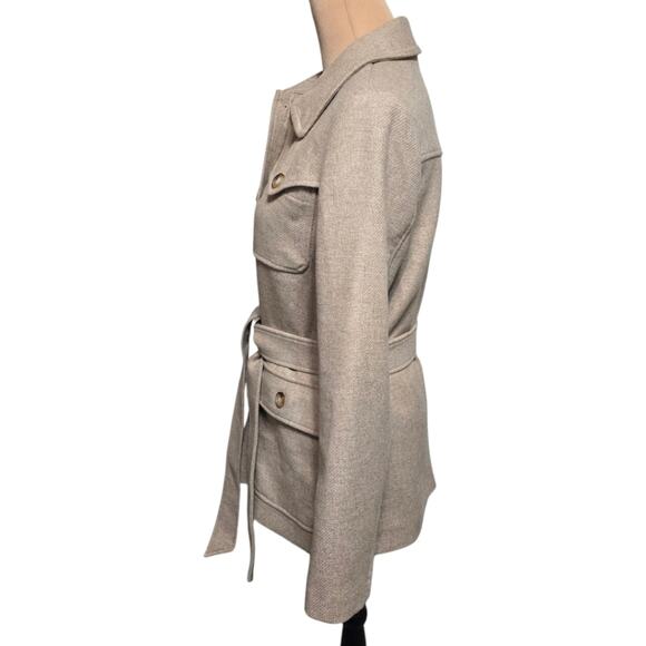 & Other Stories Paris Atelier Wool Blend Pocket Belted Jacket Beige Size 6 - Picture 3 of 12